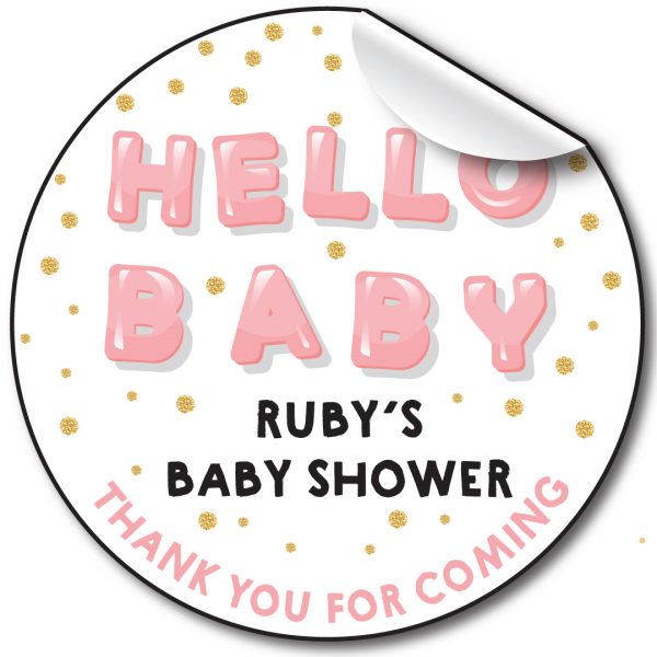 BABY SHOWER PERSONALISED STICKERS,BALLOON WRITING