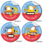 Children’s Birthday Personalised Stickers, Diggers