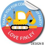 Children’s Birthday Personalised Stickers, Diggers
