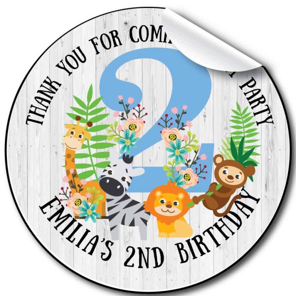 Zoo Florals Children’s Birthday Party Stickers