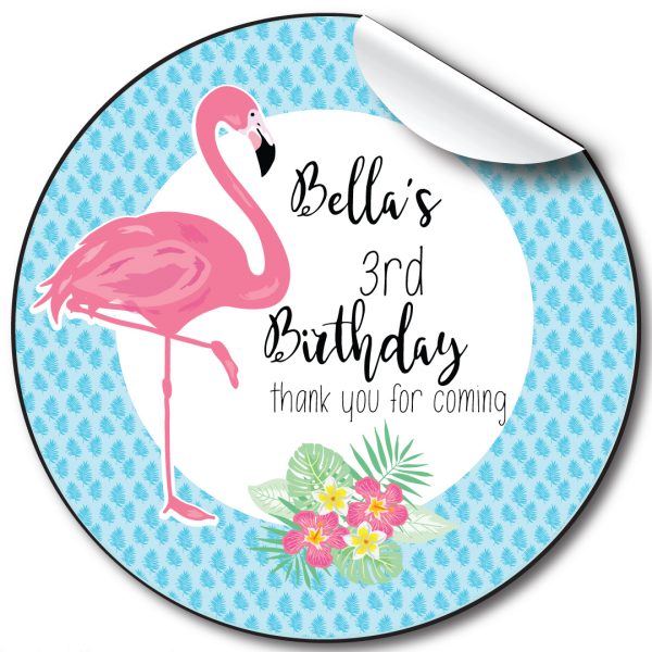 Flamingo Children’s Birthday Personalised Stickers