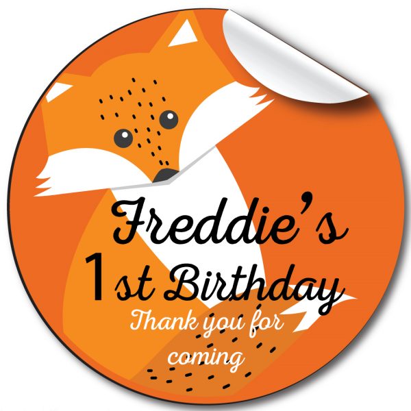 Fox Children’s Birthday Personalised Stickers,