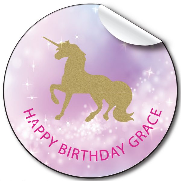Unicorn Children’s Birthday Personalised Stickers