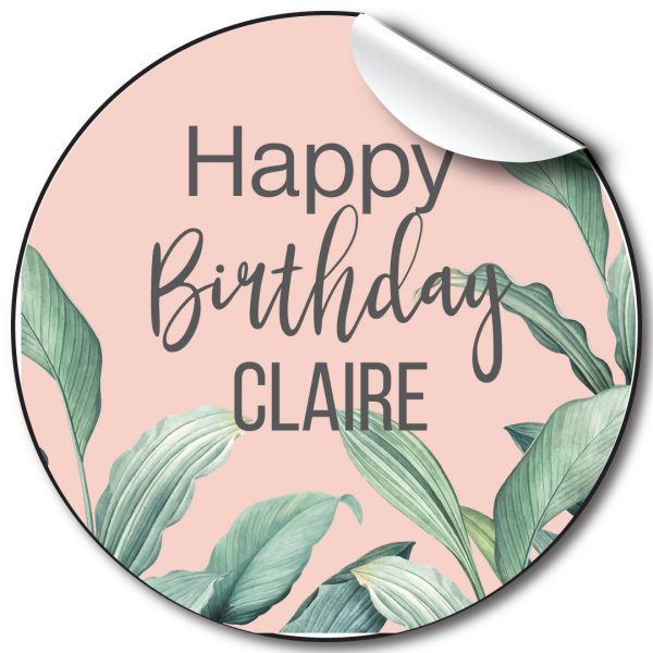 Green leaves birthday party stickers