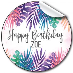 Tropical brights Birthday Party Stickers, personalised