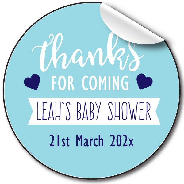 BABY SHOWER PERSONALISED STICKERS, THANKS FOR COMING