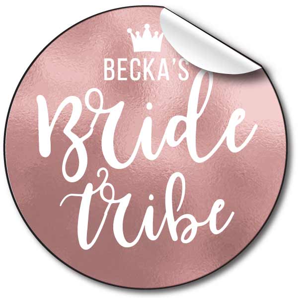 Bride Tribe personalised hen party stickers Rose gold