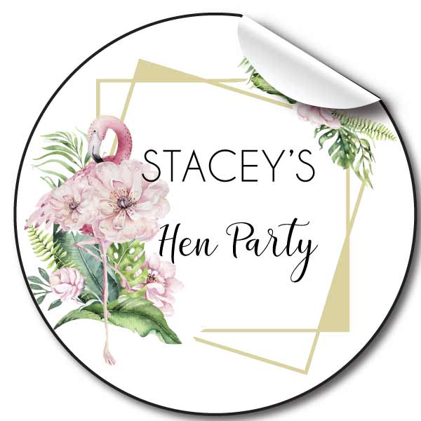 Flamingo Floral Hen Party personalised stickers