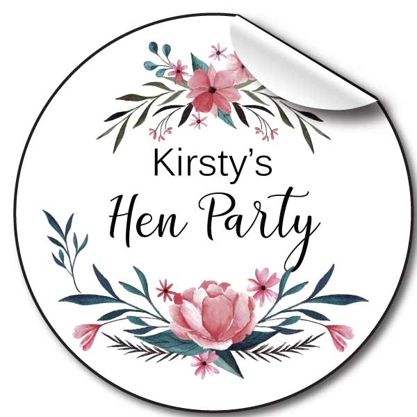 Floral blue Hen Party personalised stickers