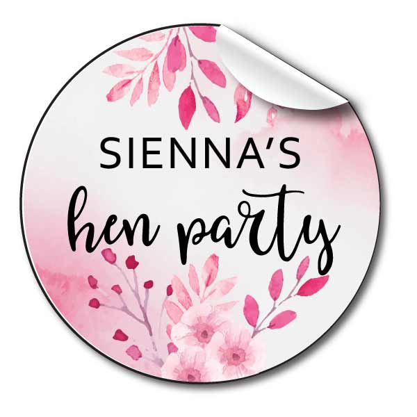 Hen Party Floral Personalised Stickers