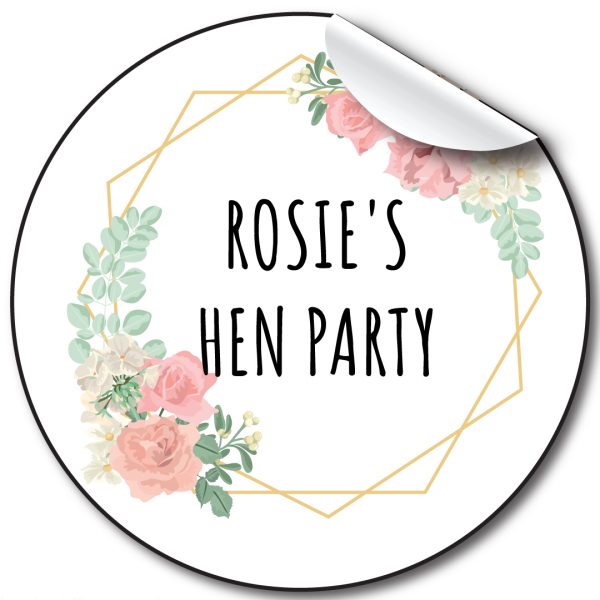 Frame Floral Hen Party personalised stickers