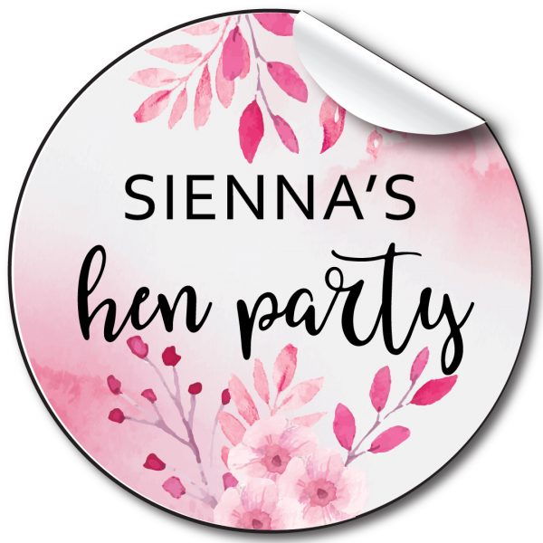 Hen Party Floral edge personalised stickers