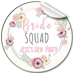 Hen Party Personalised Stickers,Floral Frame