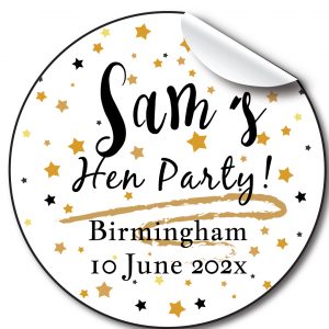 Hen Party personalised stickers gold stars