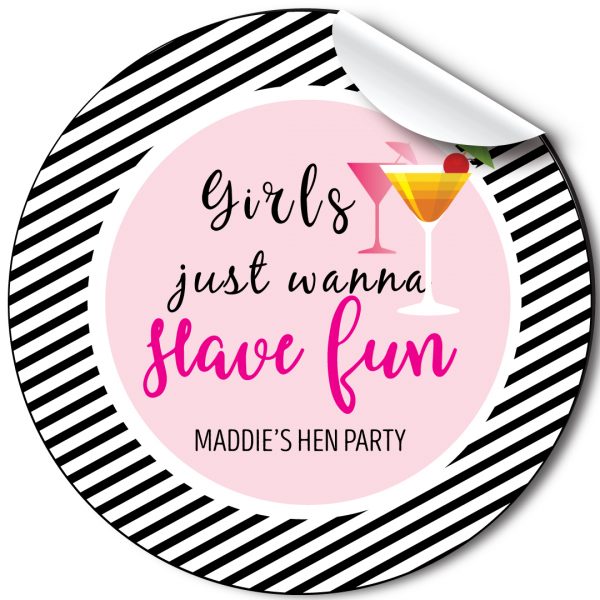 Hen Party personalised stickers Have fun, cocktails