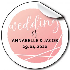Script pink Wedding day personalised stickers, labels