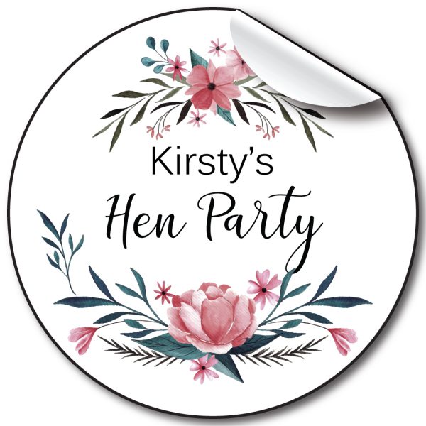 Floral blue HenParty personalised stickers
