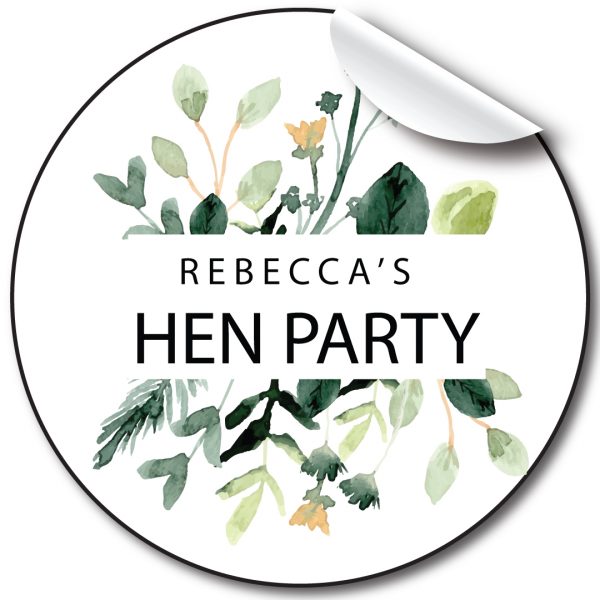 Green Floral Hen Party personalised stickers