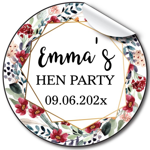 Multi Floral Hen Party personalised stickers