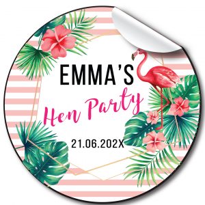 Tropical Flamingo Hen Party personalised stickers