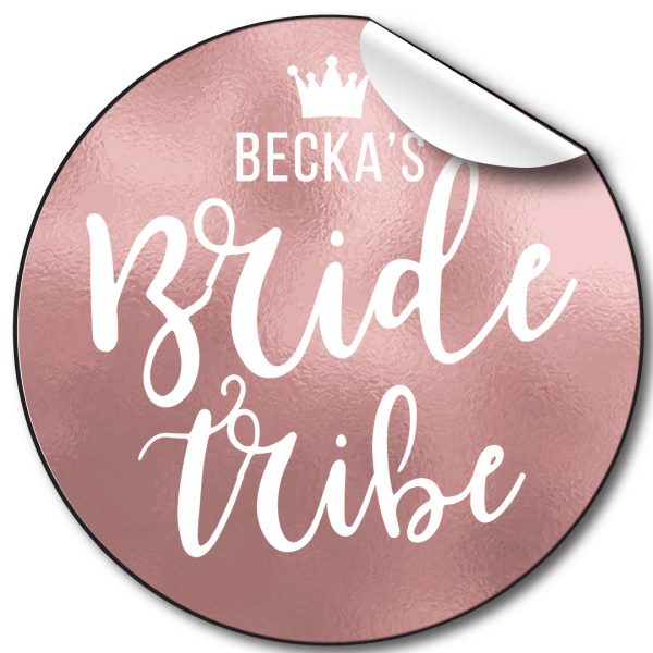 Bride Tribe personalised hen party stickers Rose gold