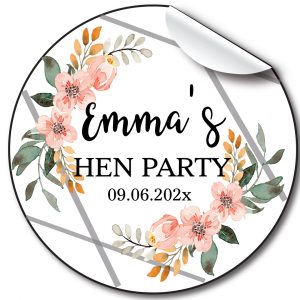 Floral Lines Hen Party personalised stickers