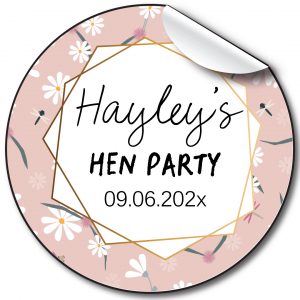 Hen Party floral edge pink personalised stickers