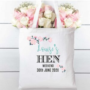 Hen party Blossom tote, cotton shopping bag