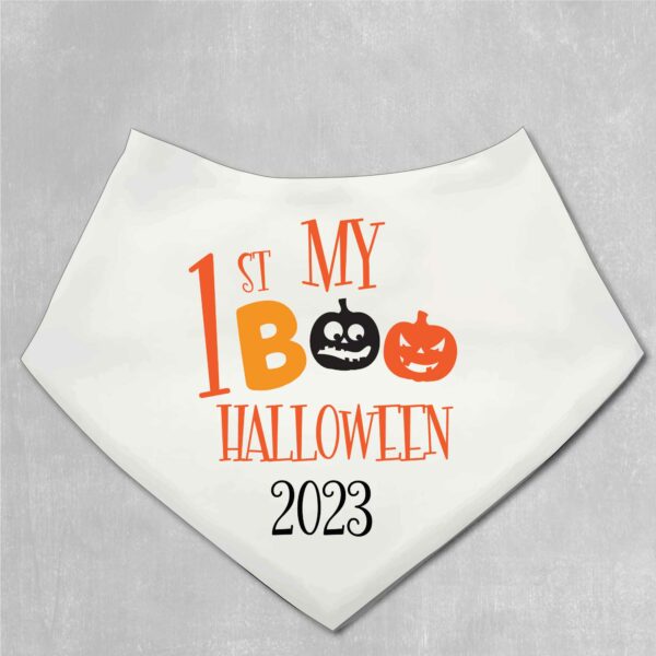 Personalised-Baby-Bandana bib-1st-Halloween