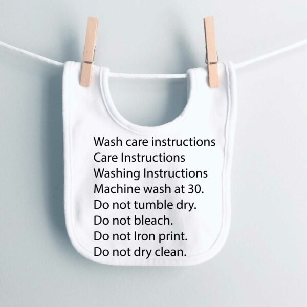 blank Bibs Wash Care instructions
