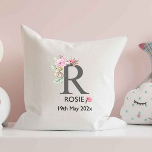 Baby-Cushion-personalised-letter-floral-name-customised-pillow