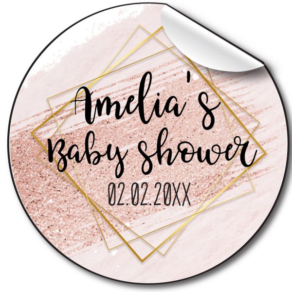 PINK FRAME BABY SHOWER PARTY STICKERS