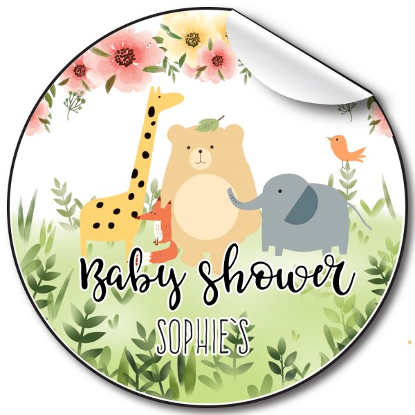 Baby-shower-personalised-stickers-animals-and-florals.