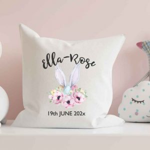 Personalised-Cushion-rabbit-watercolour new baby
