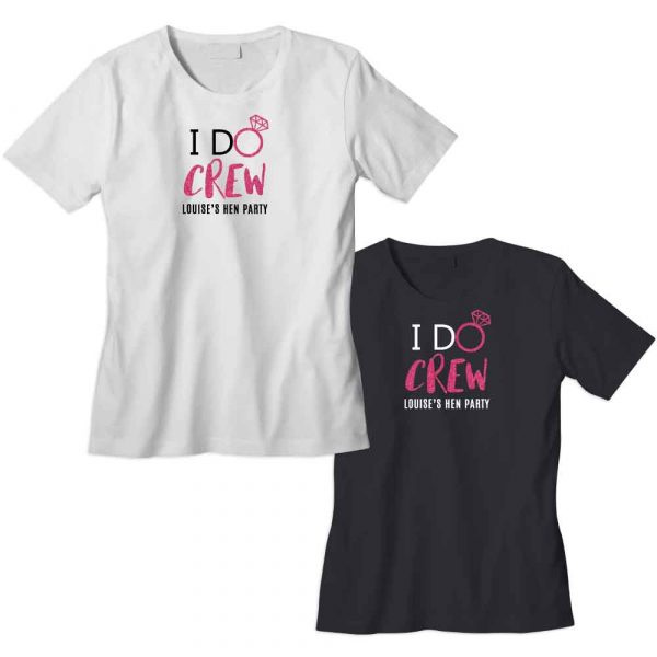 Hen party t-shirt stickers personalised-black-and-white-I-Do-Crew