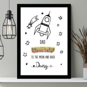 Moon and Back Father's Day print personalised Wall art