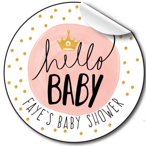 Baby Shower Personalised Stickers, Hello Baby Pink