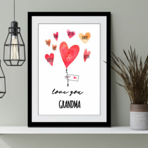 Grandma mother's day prints heart balloon personalised