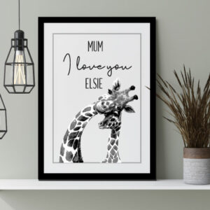 Mothers-Day personalised print giraffe and baby