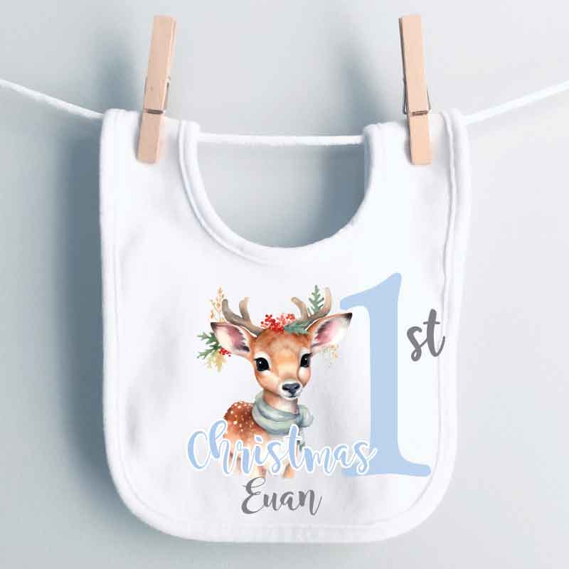Personalised-Baby-bib-deer-1st-Christmas